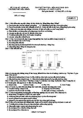 Đề thi thử THPT Quốc gia môn Địa lý Khối 12 - HTX - Mã đề 412 - Năm học 2018-2019 - Trường THPT Hậu Nghĩa